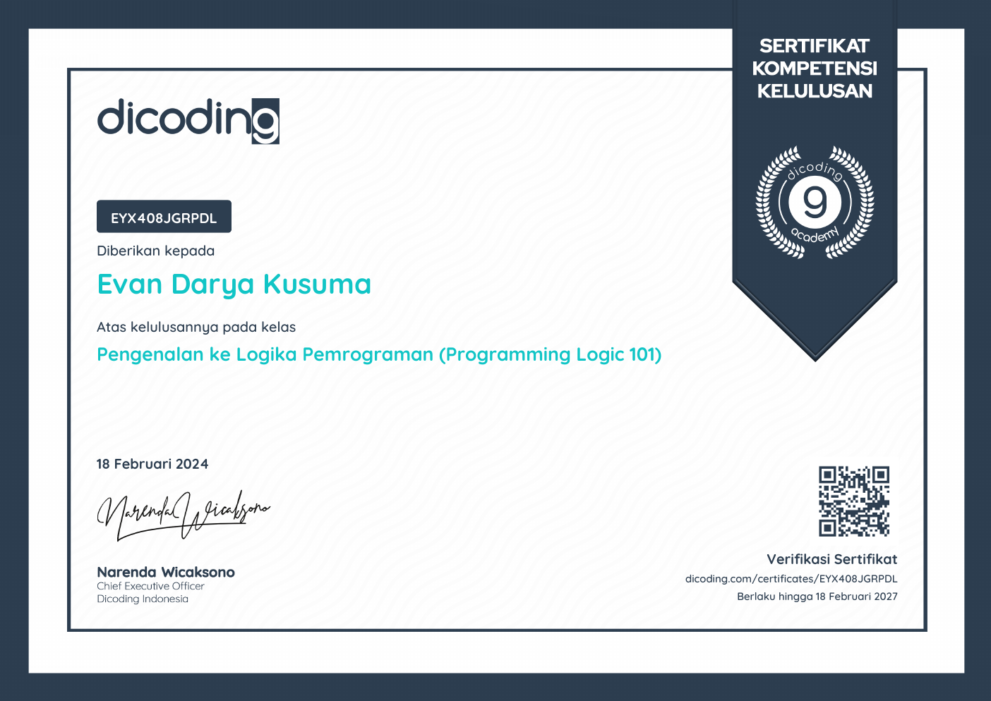 Logic 101 certificate preview