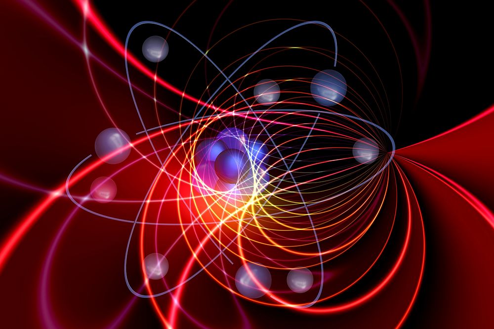 Abstract quantum atom visualization representing quantum computing coursework